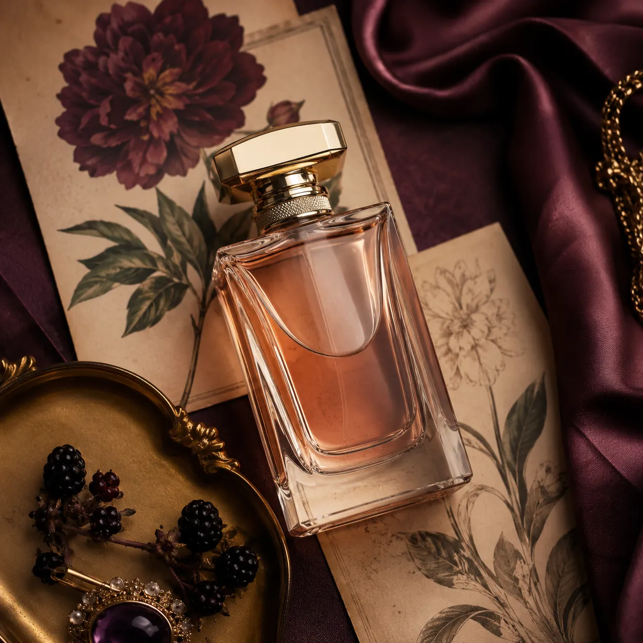 Gucci-style perfume bottle with vintage floral styling