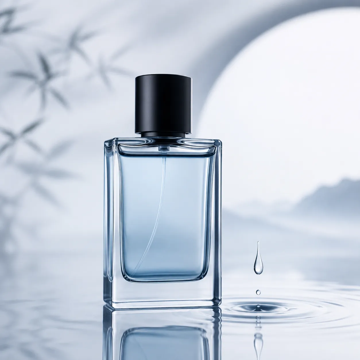 Issey Miyake perfume bottle with minimalist water styling