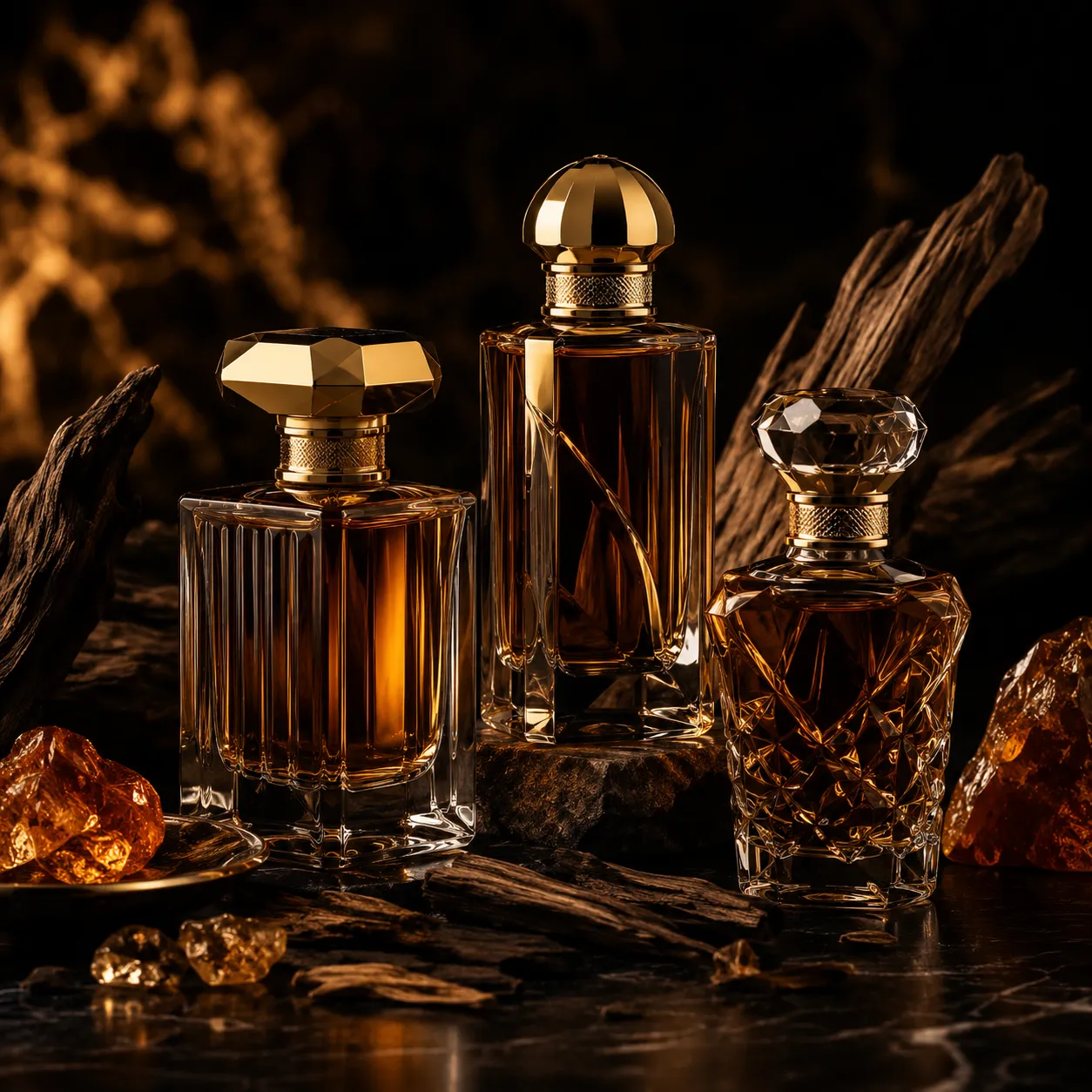 Lattafa perfume bottles with Arabian oud styling