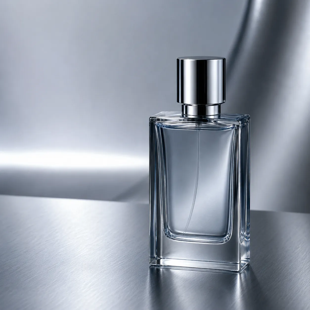 Paco Rabanne-style perfume bottle with metallic styling